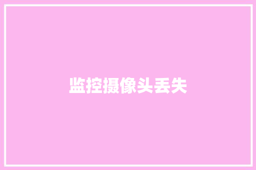 监控摄像头丢失