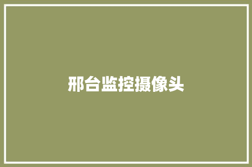 邢台监控摄像头
