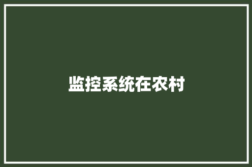 监控系统在农村