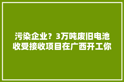 污染企业？3万吨废旧电池收受接收项目在广西开工你怎么看？