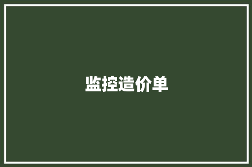 监控造价单