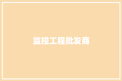 监控工程批发商