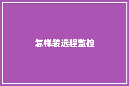 怎样装远程监控