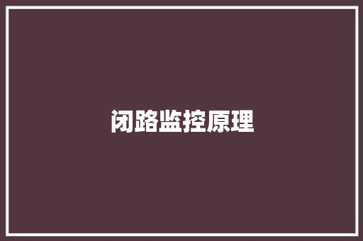 闭路监控原理 闭路监控原理 智能家居