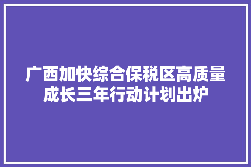 广西加快综合保税区高质量成长三年行动计划出炉