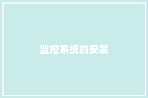监控系统的安装 监控系统的安装 人工智能