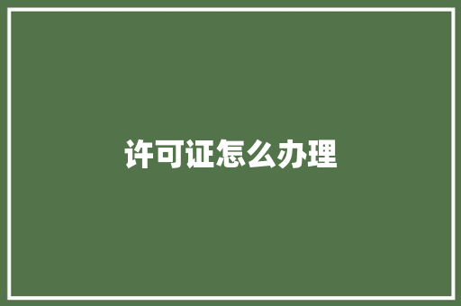 许可证怎么办理