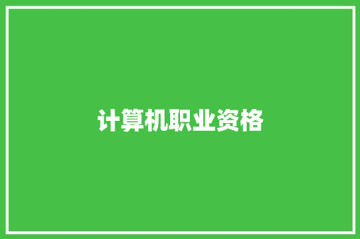 计算机职业资格 计算机职业资格 人工智能