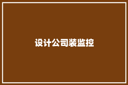 设计公司装监控