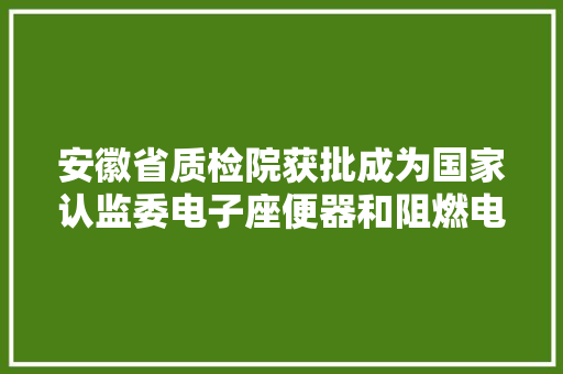 安徽省质检院获批成为国家认监委电子座便器和阻燃电线电缆强制性产品认证指定实验室