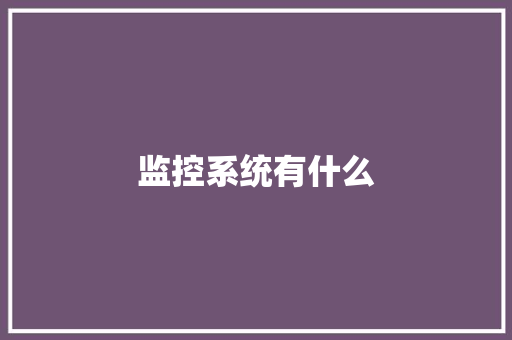 监控系统有什么 监控系统有什么 智能家居
