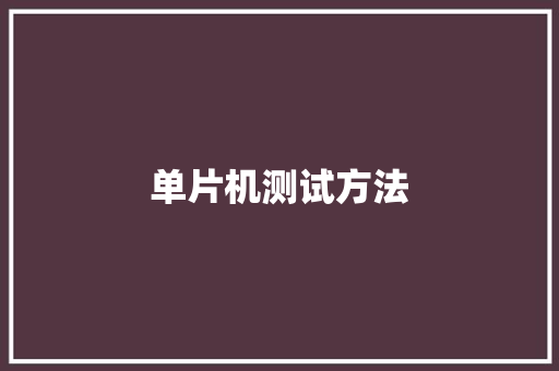 单片机测试方法