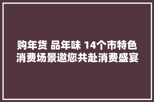 购年货 品年味 14个市特色消费场景邀您共赴消费盛宴
