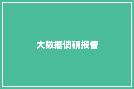 大数据调研报告