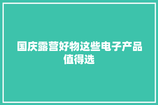 国庆露营好物这些电子产品值得选