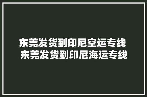 东莞发货到印尼空运专线 东莞发货到印尼海运专线