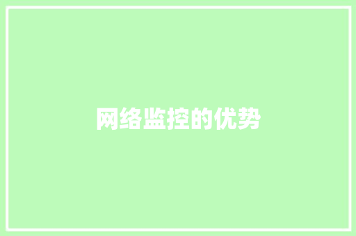网络监控的优势