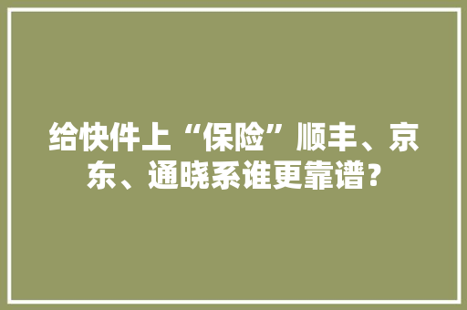 给快件上“保险”顺丰、京东、通晓系谁更靠谱？