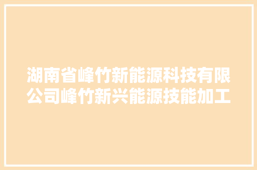 湖南省峰竹新能源科技有限公司峰竹新兴能源技能加工项目情形影响申报书第一次公示