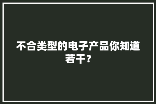 不合类型的电子产品你知道若干？
