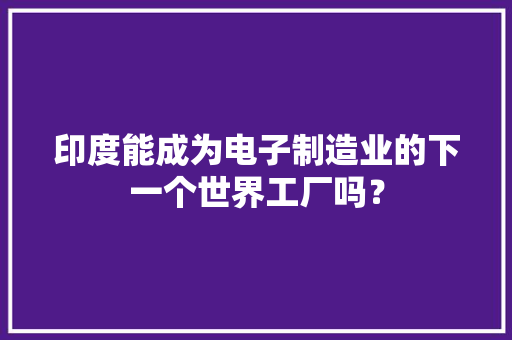 印度能成为电子制造业的下一个世界工厂吗？