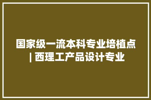 国家级一流本科专业培植点 | 西理工产品设计专业
