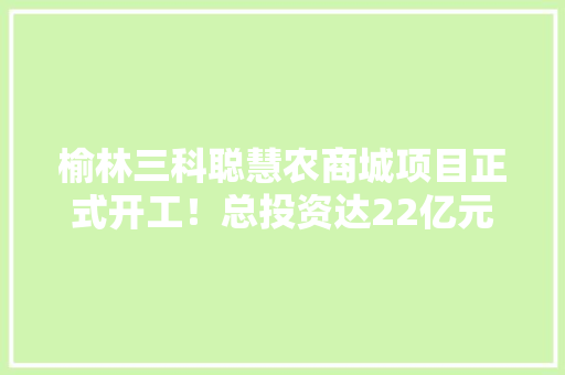 榆林三科聪慧农商城项目正式开工！总投资达22亿元 榆林三科聪慧农商城项目正式开工！总投资达22亿元 人工智能