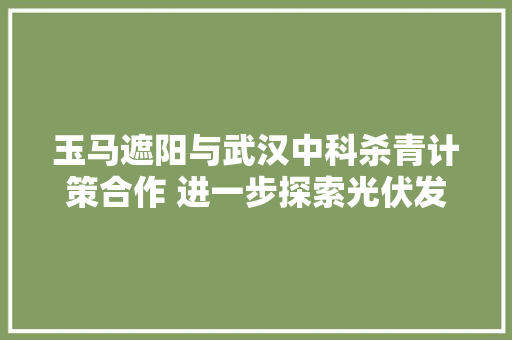 玉马遮阳与武汉中科杀青计策合作 进一步探索光伏发电材料及相关产品在遮阳领域应用落地
