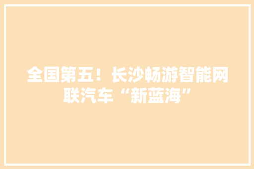 全国第五！长沙畅游智能网联汽车“新蓝海”