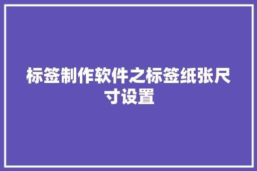 标签制作软件之标签纸张尺寸设置