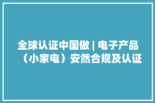 全球认证中国做 | 电子产品（小家电）安然合规及认证治理交流大年夜会