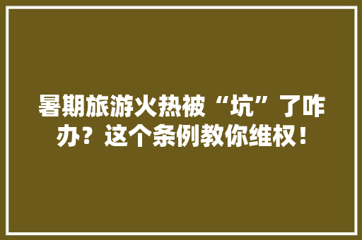 暑期旅游火热被“坑”了咋办？这个条例教你维权！
