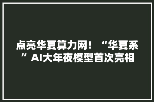 点亮华夏算力网！“华夏系”AI大年夜模型首次亮相