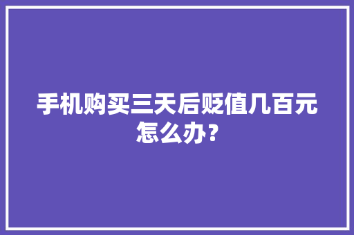 手机购买三天后贬值几百元怎么办？