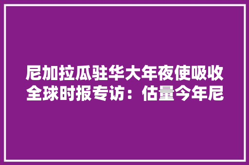 尼加拉瓜驻华大年夜使吸收全球时报专访：估量今年尼中贸易额将成倍增长