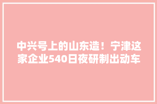 中兴号上的山东造！宁津这家企业540日夜研制出动车减震弹簧