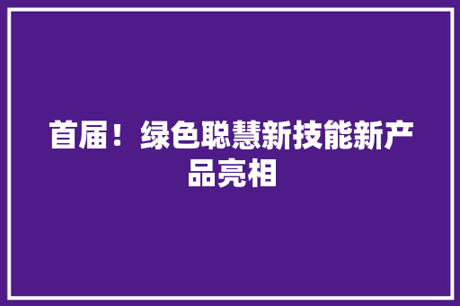 首届！绿色聪慧新技能新产品亮相