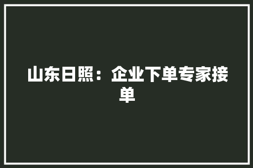 山东日照：企业下单专家接单