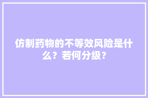 仿制药物的不等效风险是什么？若何分级？