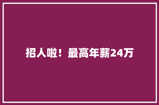招人啦！最高年薪24万