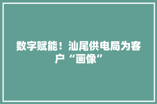 数字赋能！汕尾供电局为客户“画像” 数字赋能！汕尾供电局为客户“画像” 互联通信