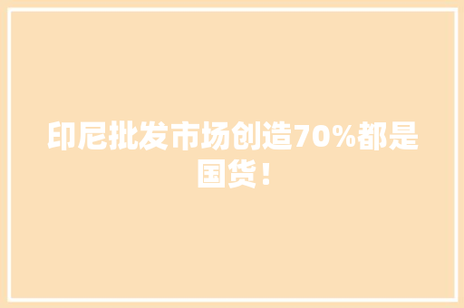 印尼批发市场创造70%都是国货！