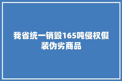我省统一销毁165吨侵权假装伪劣商品