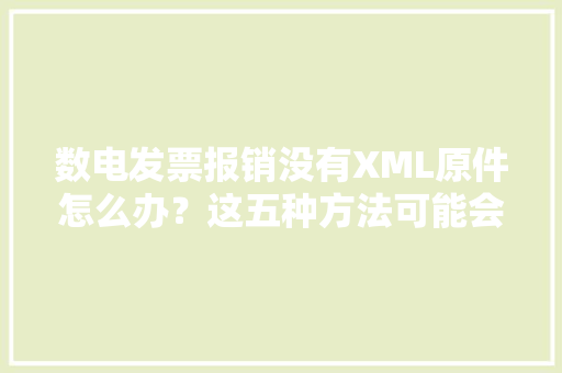 数电发票报销没有XML原件怎么办？这五种方法可能会资助你