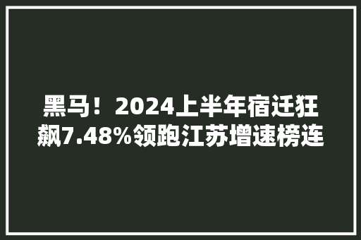 黑马！2024上半年宿迁狂飙7.48%领跑江苏增速榜连云港1.25%垫底