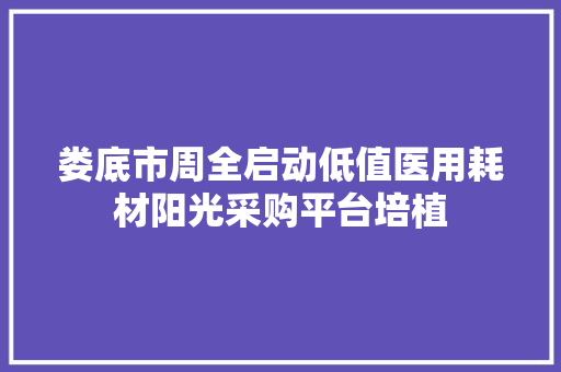 娄底市周全启动低值医用耗材阳光采购平台培植