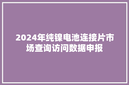 2024年纯镍电池连接片市场查询访问数据申报
