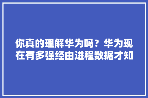你真的理解华为吗？华为现在有多强经由进程数据才知道差距