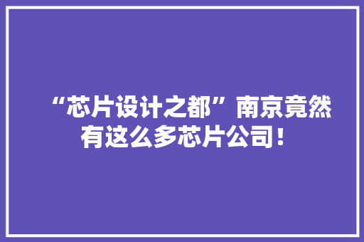 “芯片设计之都”南京竟然有这么多芯片公司！