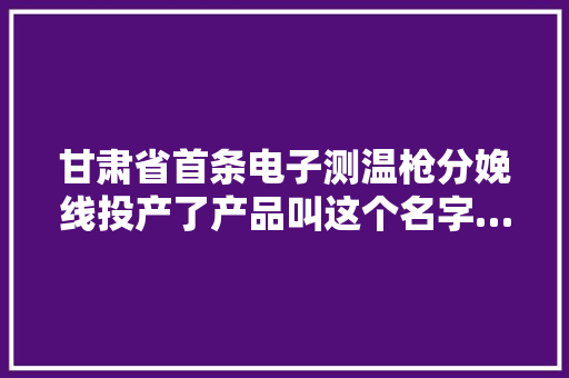 甘肃省首条电子测温枪分娩线投产了产品叫这个名字…